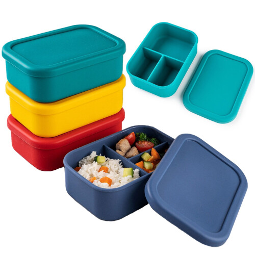 Adult bento box durable silicone lunch container