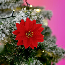 Red Cloth Christmas Flowers Decorations 6 cm Pack of 1