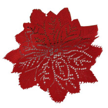 Christmas placemat red round 30 cm knitted lace