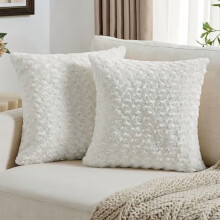Housses de coussin texturées à motif de roses blanches (lot de 2, 45x45cm)