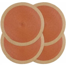 Ronde placemats van 38 cm (15 inch), gevlochten papier en PP, set van 4