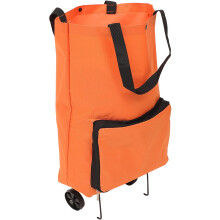 Chariot de courses pliable portable en tissu Oxford orange (1 pièce)