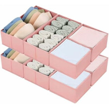 Organisateurs de tiroirs en tissu rose (8 pièces)