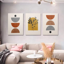 Set van 3 abstracte canvas wanddecoraties in boho-stijl uit het midden van de 20e eeuw