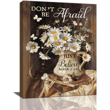 12x16 inch canvas wanddecoratie met christelijke madeliefjes