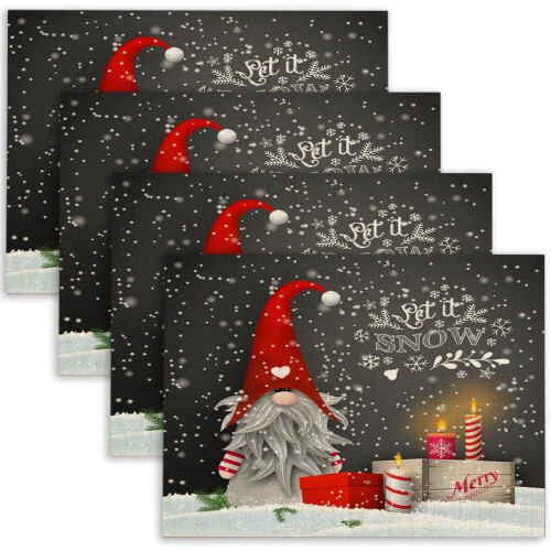 Set de 4 sets de table de Noël en lin