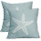Fețe de pernă din in cu model stea de mare, 20x20in, set de 2 1