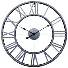 Horloge murale vintage en métal 40 cm, or, argent, noir