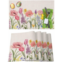 Set de 4 sets de table de Pâques, motif œufs de lapin, 30 x 45 cm