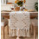 Caminho de mesa boho 33x229cm, algodão natural com franjas 1