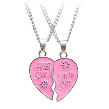 Heart Puzzle Pendant Necklace Pink 1 piece