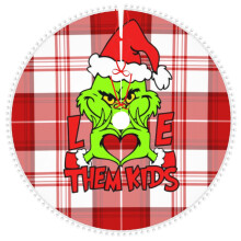 Weihnachtsbaumdecke „Der Grinch“ mit Pompon-Borte, Weihnachts- und Silvesterdekoration, 36 Stück