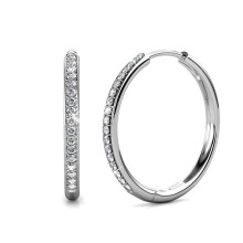 Nuovi orecchini a cerchio piccoli e versatili alla moda per donna, anello con zirconi, orecchini a cerchio temperamento intarsiati, argentati