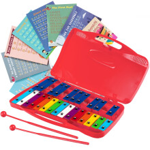 Xilofone cromático infantil Topbuy25Notes em alumínio com estojo e 2 baquetas, vermelho.
