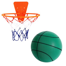 QTBIUQ Palla silenziosa da basket per interni, compatibile con l'uso in appartamento, palla in spugna silenziosa per bambini, include telaio e