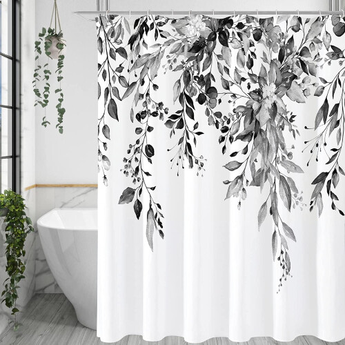 Eucalyptus Shower Curtain Black White 72x72