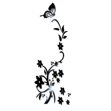 Miayilima Wandaufkleber 3D DIY Blumen-Schmetterlingsform Acryl-Wandaufkleber Moderne Aufkleber Dekoration Schwarz