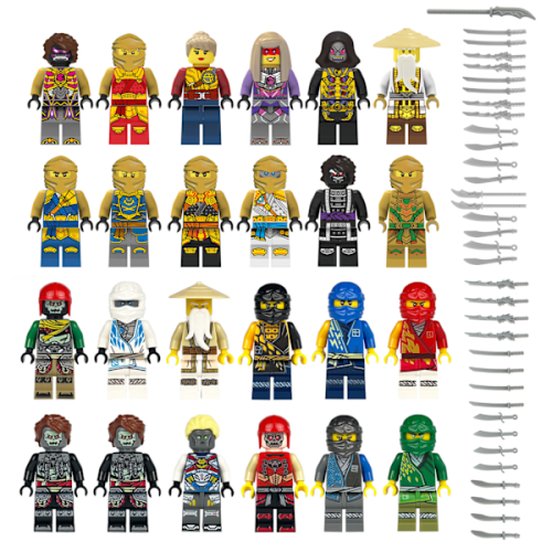 Set mit 24 Minifiguren: Kai Jay Sensei Wu Master Build, farbenfroh, Einheitsgröße