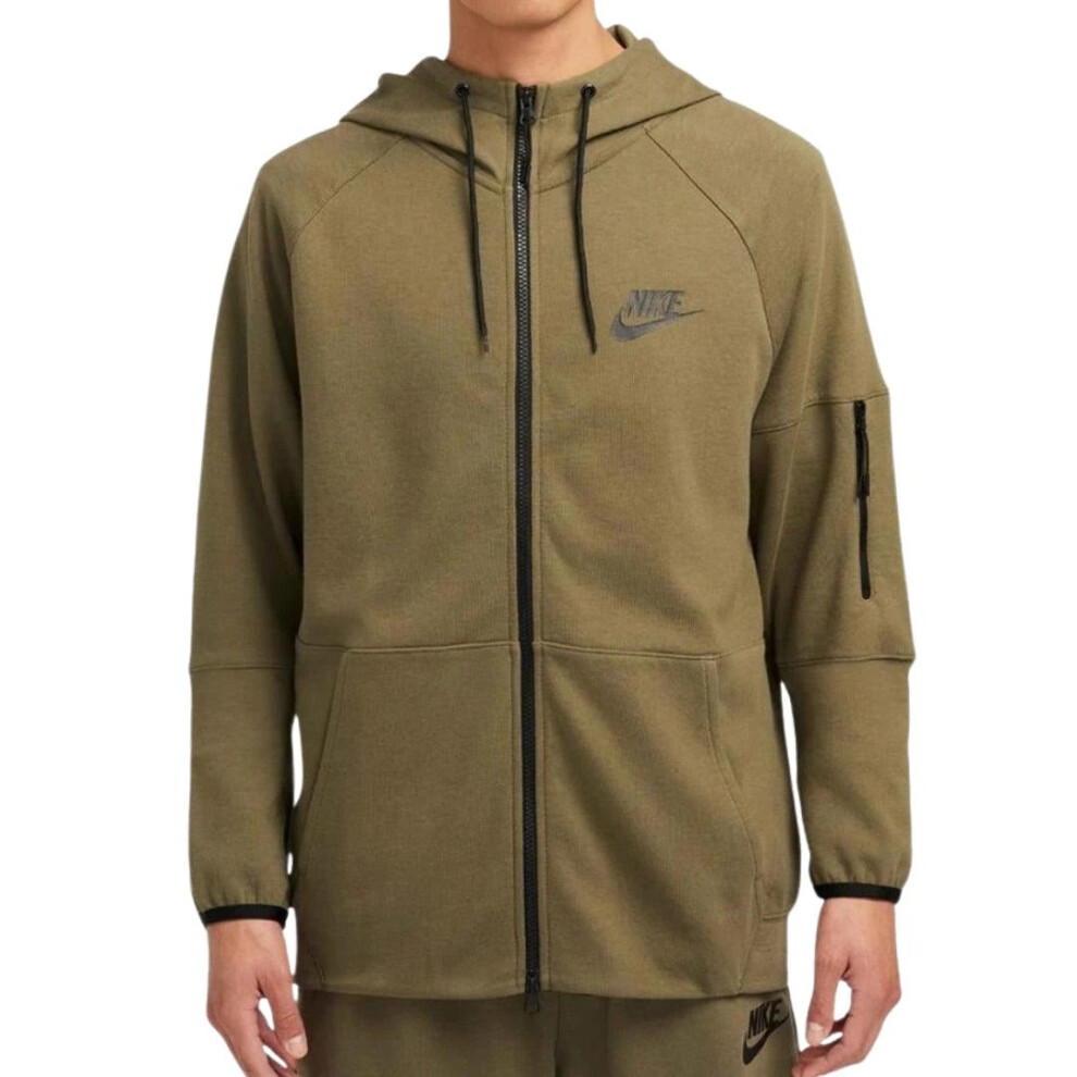 Nike (Xs, Khaki Green) Mens Plain Full Zip Hoodie