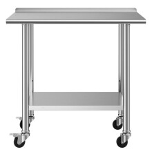 Table de Travail en Acier Inoxydable-Duoku-pour Cuisine Professionnelle, Dimensions 91,5x61 cm, avec Deux Niveaux