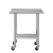 Table de Travail Cuisine Professionnelle-Duoku-Surface Inox 76,2x61 cm à 2 Niveaux, Idéale pour Préparation dans Café