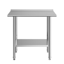 Table de Travail en Acier Inoxydable-Duoku-pour Cuisine Professionnelle, Dimensions 91,5x61 cm, avec 2 Niveaux et Dosseret