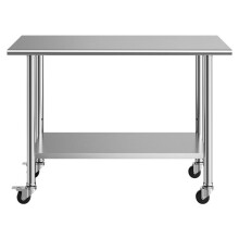 Table de Travail en Acier Inoxydable-Duoku-pour Cuisine Professionnelle, Dimensions 122x61 cm, avec Deux Niveaux