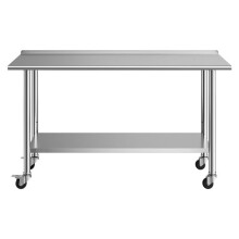 Table de Travail en Acier Inoxydable-Duoku-pour Cuisine Professionnelle, Dimensions 152,4x61 cm, avec Deux Niveaux