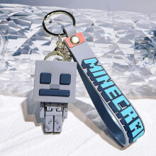 Porte-clés Minecraft, breloque pour sac, pendentif, accessoire cadeau idéal pour les fêtes {DB} Gris