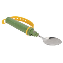 Cucharas Adaptivas, Utensilios para Comer para Personas Mayores, Cuchara con Mangos Antideslizantes y Correa de Goma, Para Temblores en las Manos y