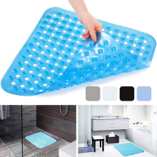 Hariumiu Badkamermat Transparant Snelwaterafvoerend Massage Antislip Waterdicht Antislip Effen Kleur Zuignap Badmat Veilige Badmat Douchebenodigdheden