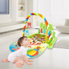 Tapete de atividades SDJMa para bebês com piano, luzes musicais, 5 pingentes, tapete de aprendizagem para chutar e andar, ideal para o momento de