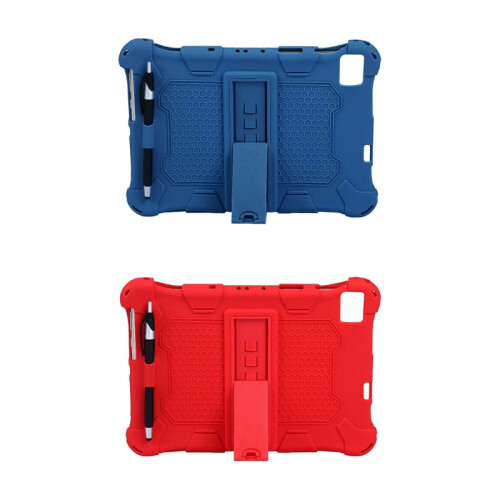 Conjunto com 2 capas para tablet M40P20HD de 10,1 polegadas, em silicone, com suporte ajustável (azul e vermelho).