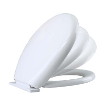 Assento sanitário branco com fechamento suave, plástico, redondo, tampa silenciosa sem batida, 42 cm x 35,5 cm | Renovators Supply
