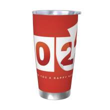 Feliz Año Nuevo 2025. Vaso térmico de acero inoxidable de 20 oz para viajes, taza de café portátil con tapa.