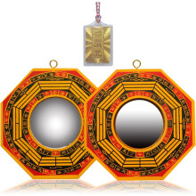 Feng Shui Bagua Spiegel-Set (2-teilig), konkav & konvex, 4 Zoll – kompatibel mit traditionellem Energieschutz