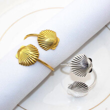 Set van 12 gouden servetringen met schelpmotief, oceaanmotief, perfect voor bruiloften, feesten en dinertafeldecoraties met een Hawaïaans