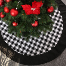 Visland Weihnachtsbaumdecke mit schwarzem Büffelkaromuster, 119 cm, doppellagig
