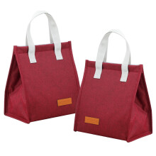 Conjunto de 2 Lancheiras Térmicas Dobráveis e Impermeáveis, Ideais para Piquenique, Trabalho, Escola e Viagens - Vermelha