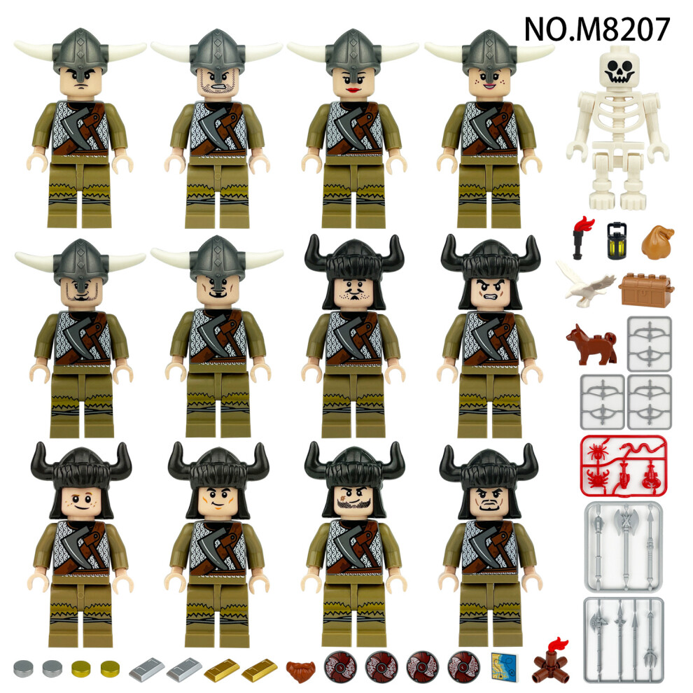 Enekio (M8207 Hungry Wolf Viking Warrior) Medieval Military Building Block Figures Ancient Soldier Mini Action Figures Fit Lego