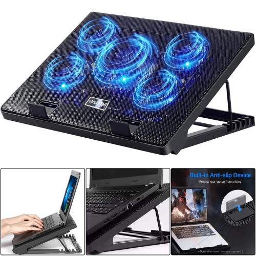 True Face Laptop Cooling Pad 5 Fan LED Stand 12-17" 1
