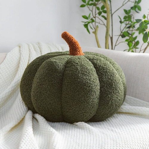 Teddy Fleece Pumpkin Pillow 15 Inch