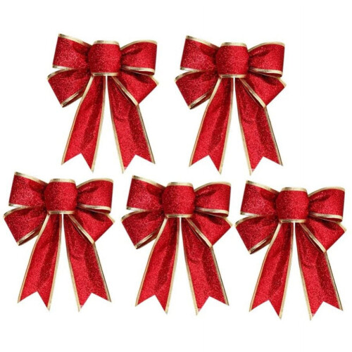 Waterdichte kerststrikken van rood fluweel, 10 stuks