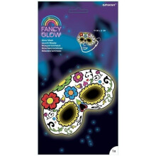 White Floral Day of the Dead Halloween Glow Stick Mask