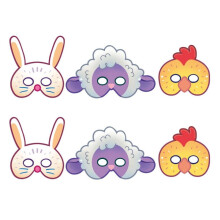 Easter Kids Party Masks (Pack of 12)