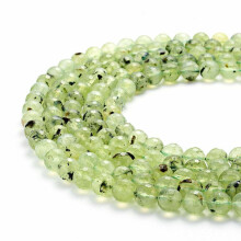 Mărgele rotunde fațetate din prehnit verde natural 6/8/10 mm șir de 15,5"