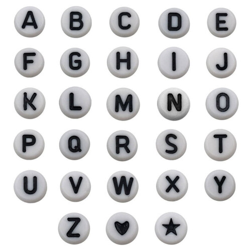 Acrylic Circle Letter Beads 3.5x7mm Single Alphabet