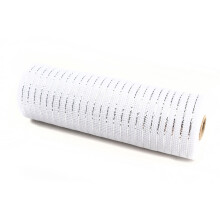 Christmas mesh ribbon white and gold foil 25m