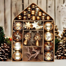 Vintage Woodland Ornament Set Brown Beige 70 pcs