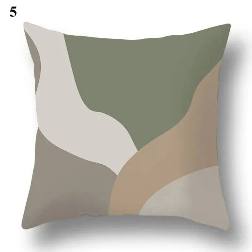 Cotton Linen Pillowcase Green Geometric Cactus Pattern 2 pcs